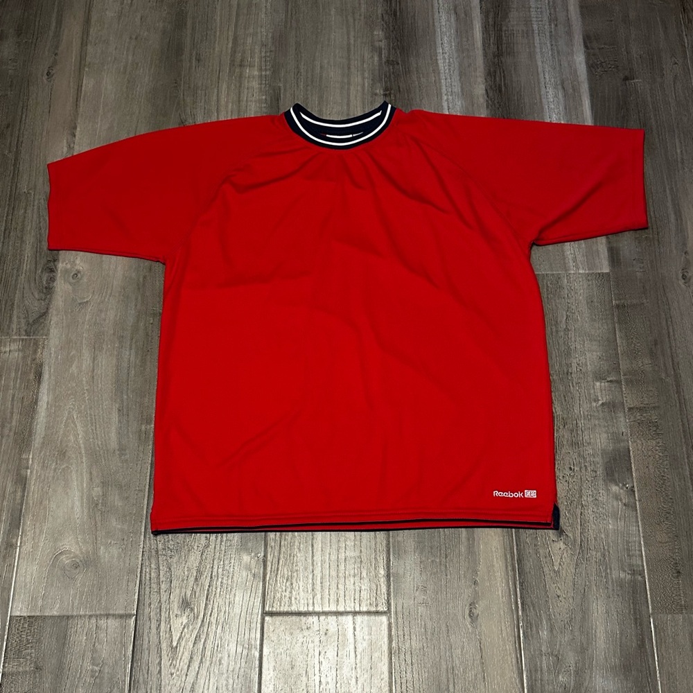 Red Reebok Jersey T-Shirt with Black Trim